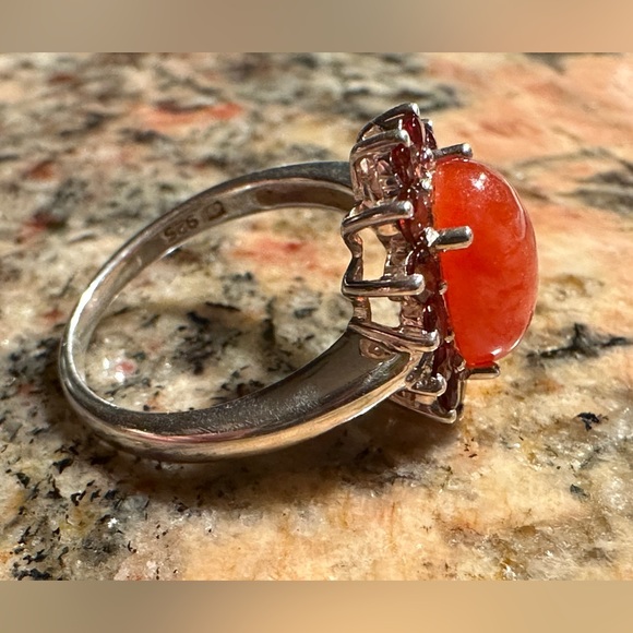 Carnelian Agate and Garnet Ring - Picture 5 of 9